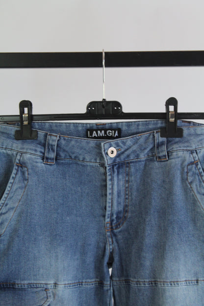 I AM GIA Women's Light Wash Cargo Pants Size Small