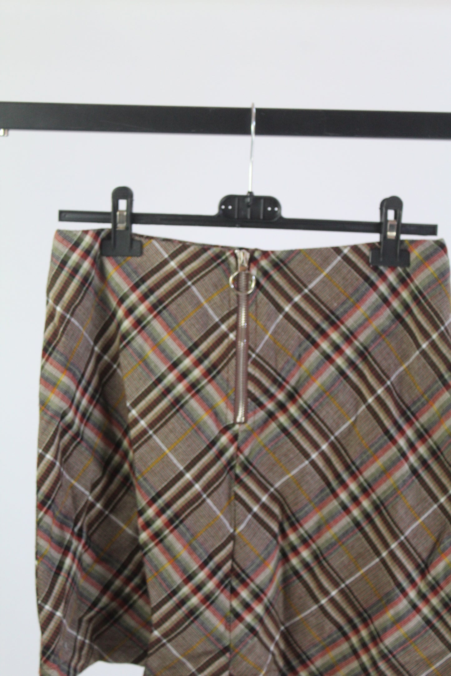 Princess Polly Plaid Brown Mini Skirt Women's Size 8
