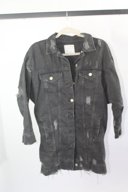 Women's Zara Trafaluc Denim Distressed Jacket Size Small