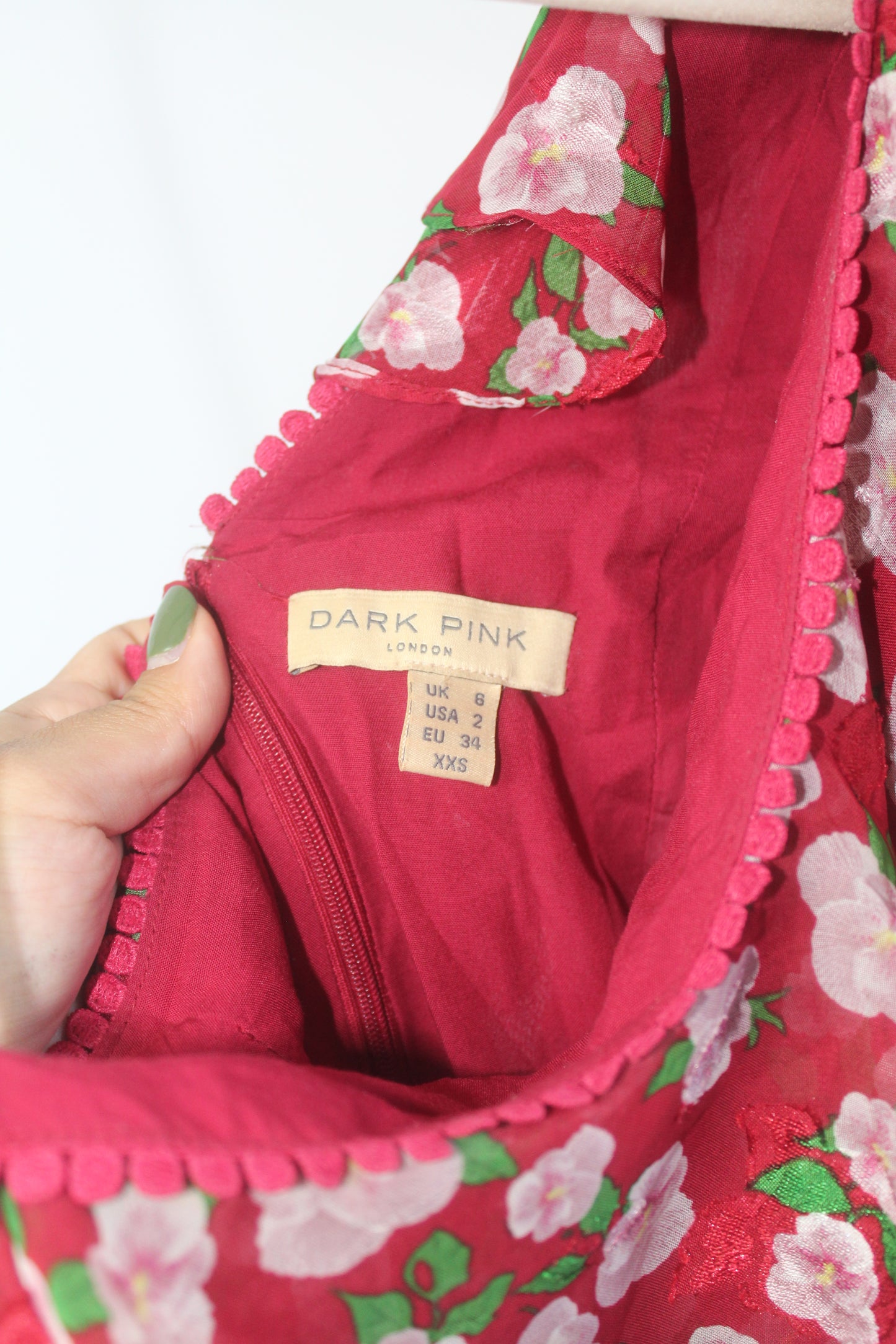 Women's Dark Pink Red/Pink Floral Dress Size 2