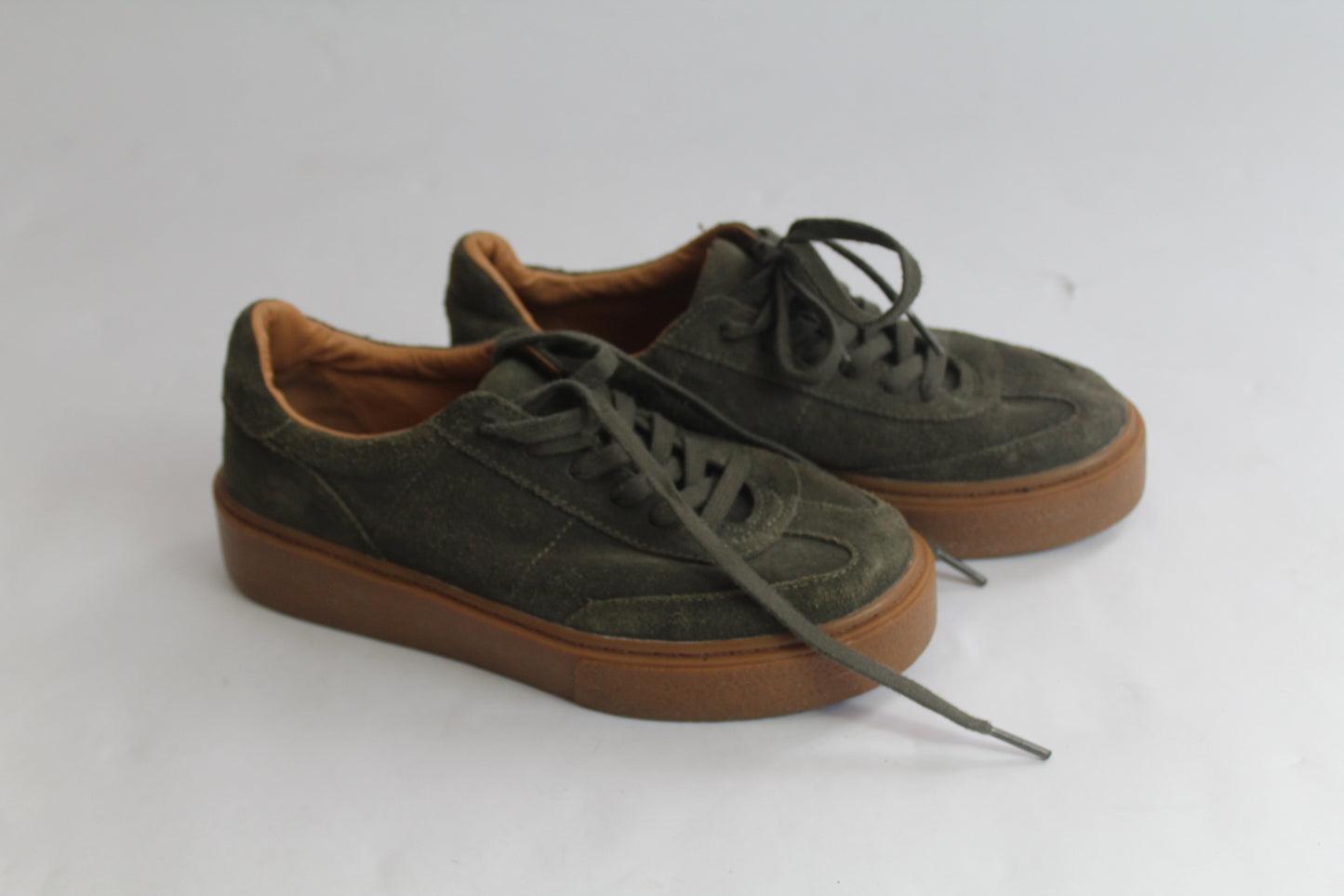 Women's Zara Dark Green Flat Top Sneakers Size 37