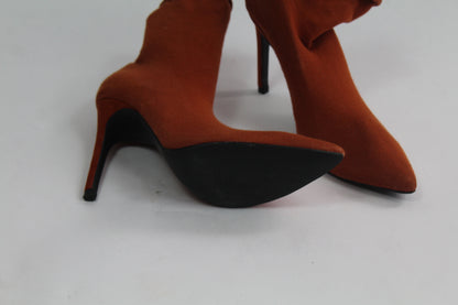Zara Brown Basic Sock Booties Size 36