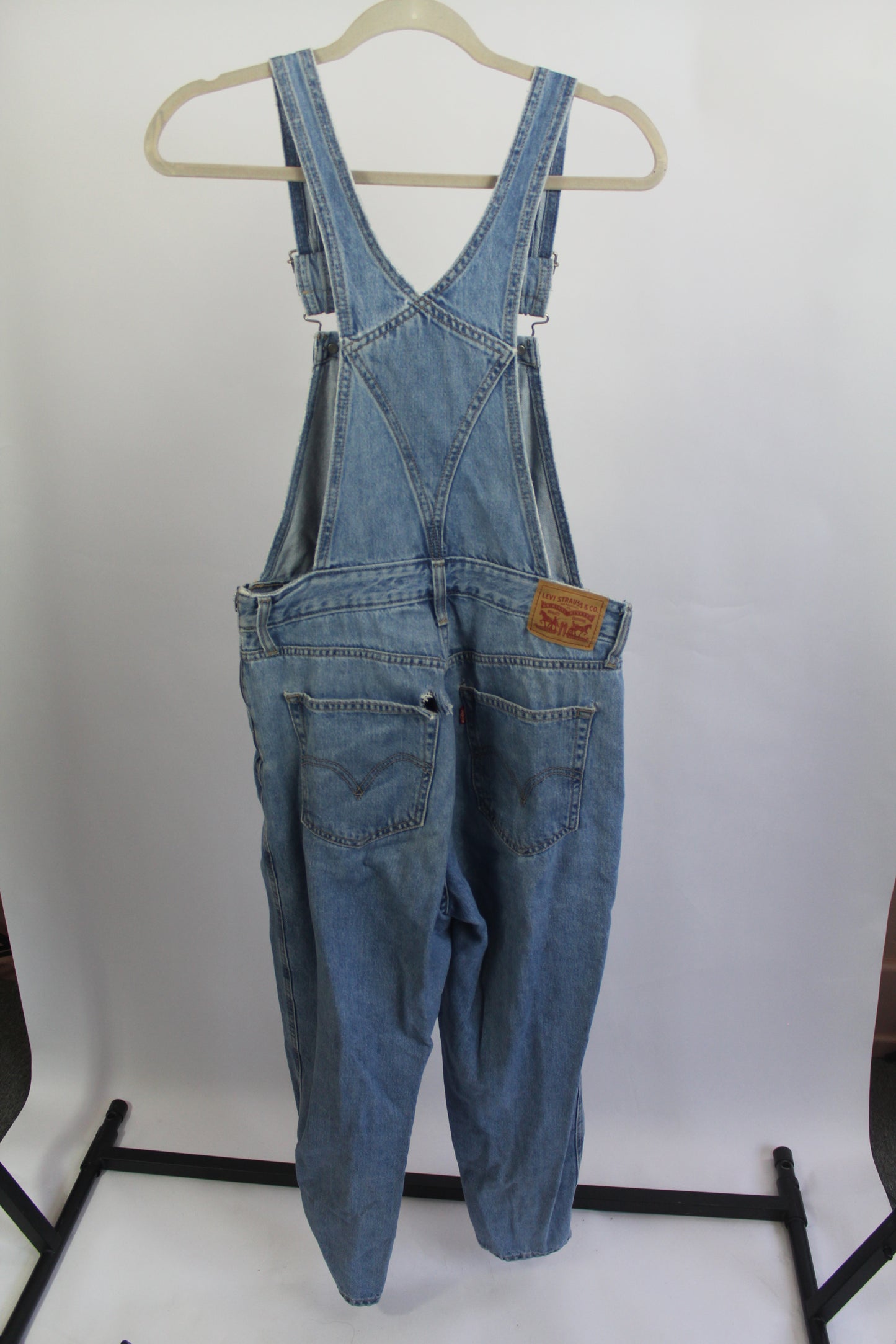 Women's Levi Denim Overalls Partially Distressed Size Medium
