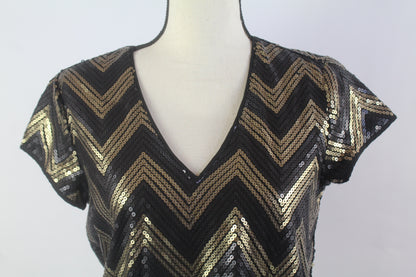 Black/Gold Women's Sequin Dress Size Small