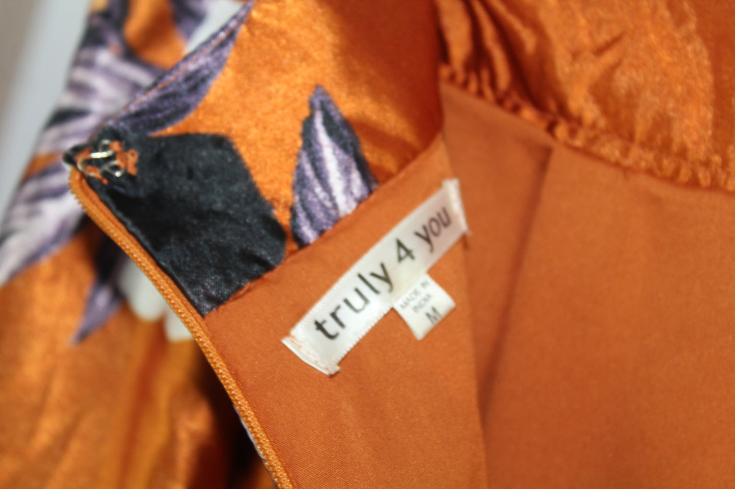 Women's Midi Orange Floral Skirt Size M