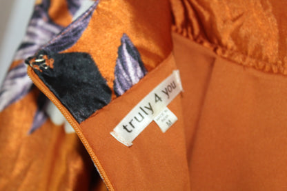 Women's Midi Orange Floral Skirt Size M