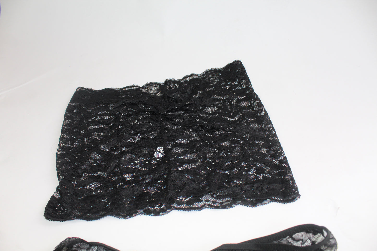 Black Lace Lingerie Block Top w/Underwear - Thrifted New in Bag - Sizes Vary