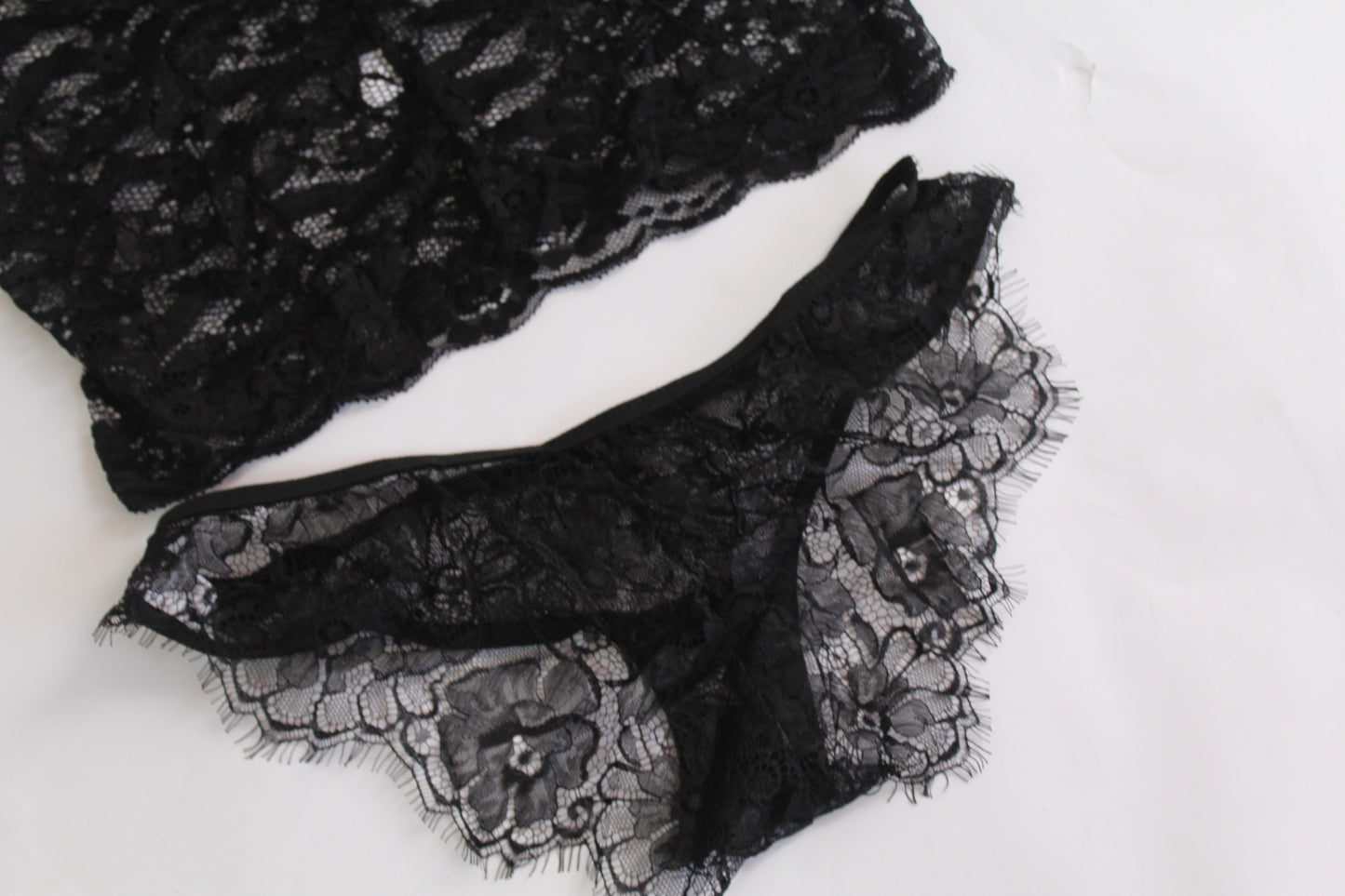 Black Lace Lingerie Block Top w/Underwear - Thrifted New in Bag - Sizes Vary