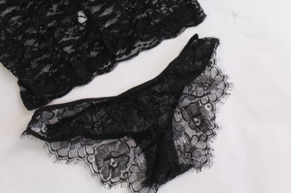 Black Lace Lingerie Block Top w/Underwear - Thrifted New in Bag - Sizes Vary