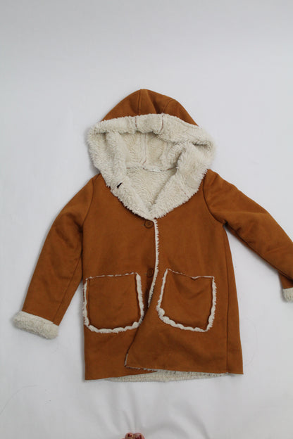 Girls SHEIN White Faux Fur Zip Jacket – Size 1X