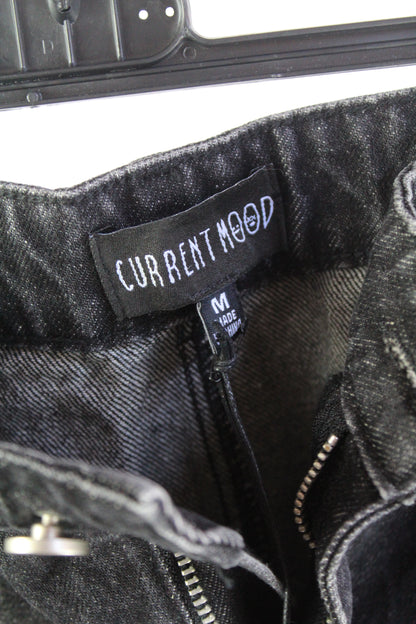 Current Mood Distressed Denim Black Mini Skirt Women's Size Medium