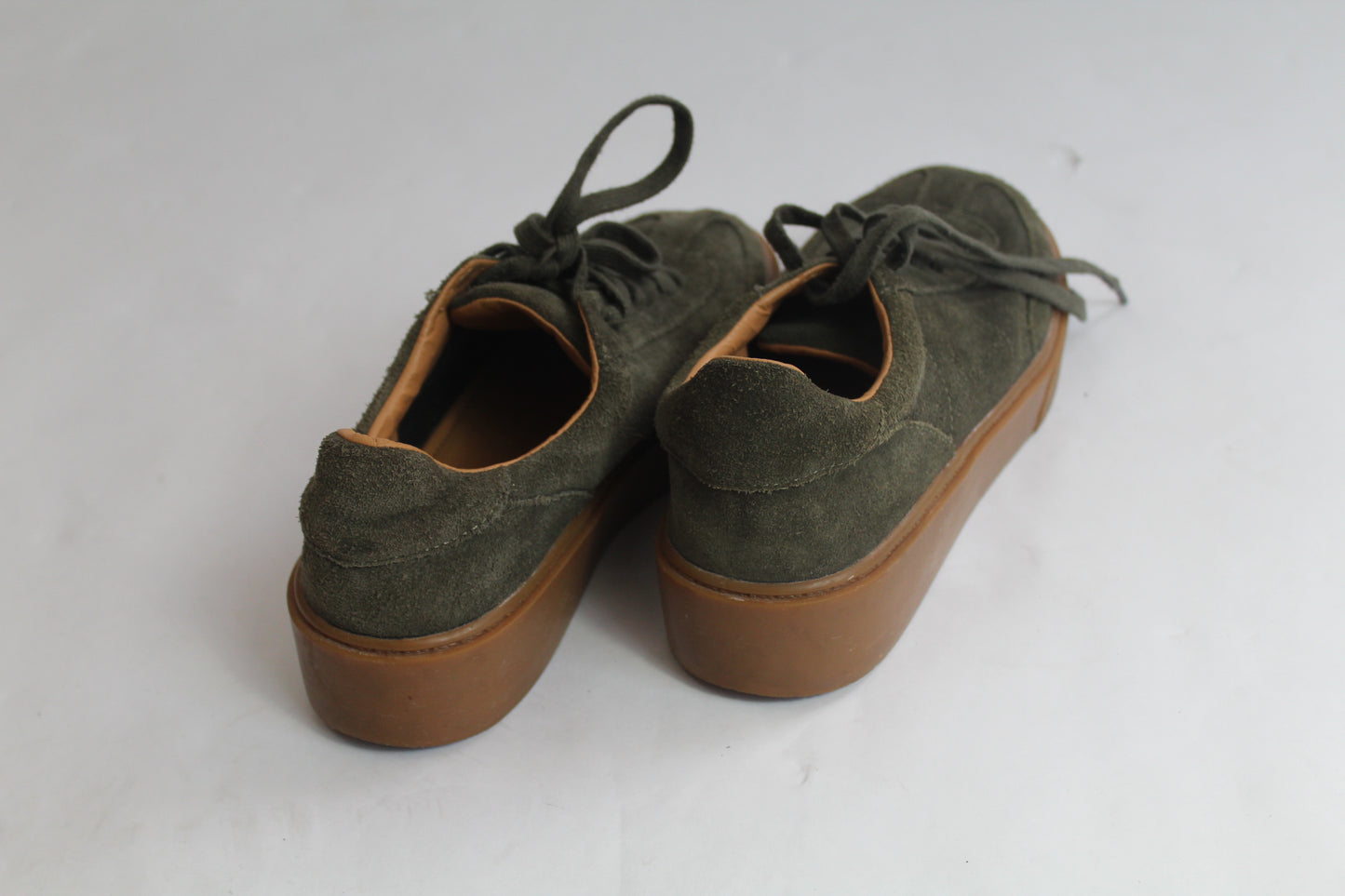 Women's Zara Dark Green Flat Top Sneakers Size 37