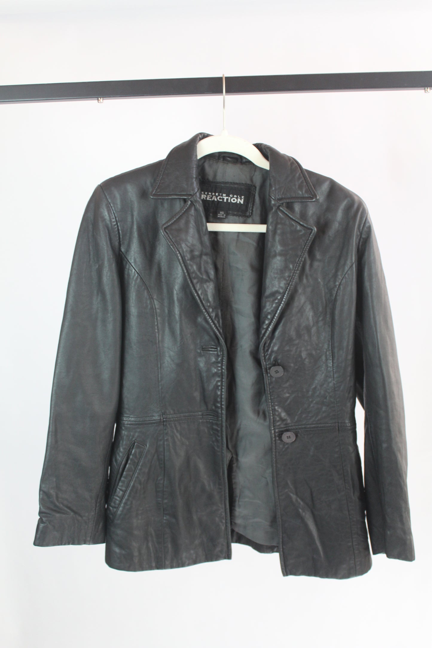 Women's Black Leather Kenneth Cole Reaction Jacket XS