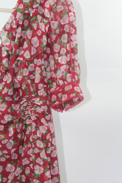 Women's Dark Pink Red/Pink Floral Dress Size 2