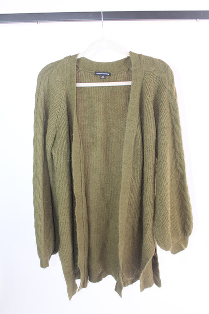 Women's Olive Green Long Sleeve Olive Cardigan Size Medium