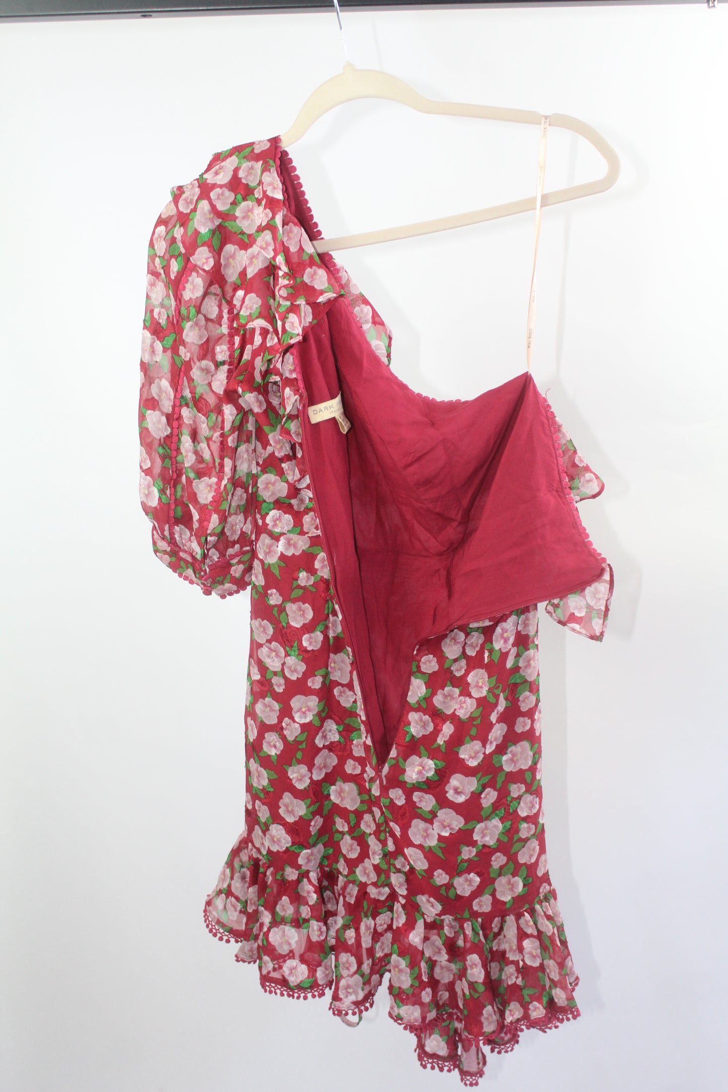 Women's Dark Pink Red/Pink Floral Dress Size 2