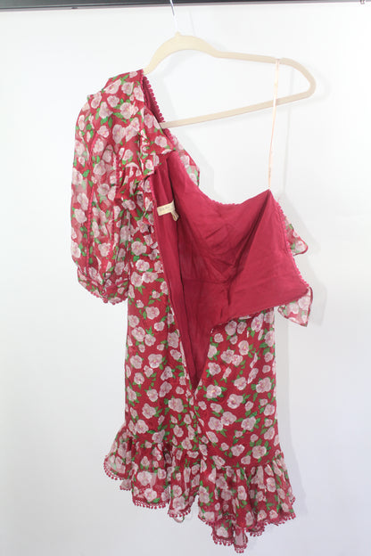 Women's Dark Pink Red/Pink Floral Dress Size 2