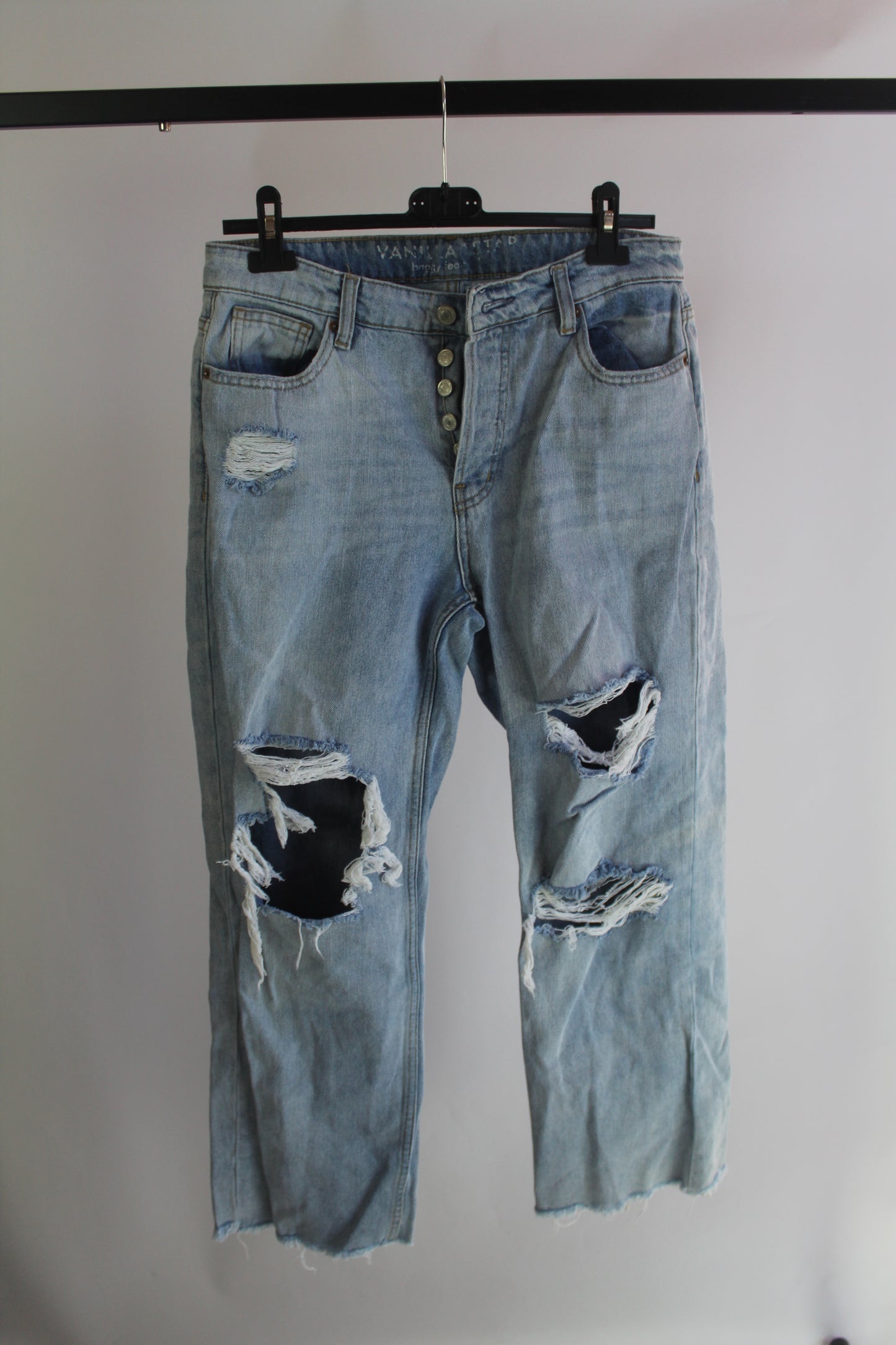 Vanilla Star Women's Light Wash Ripped Denim Jeans Size 7