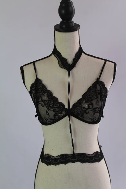 Black Lace Lingerie - Thrifted New in Bag - Sizes Vary