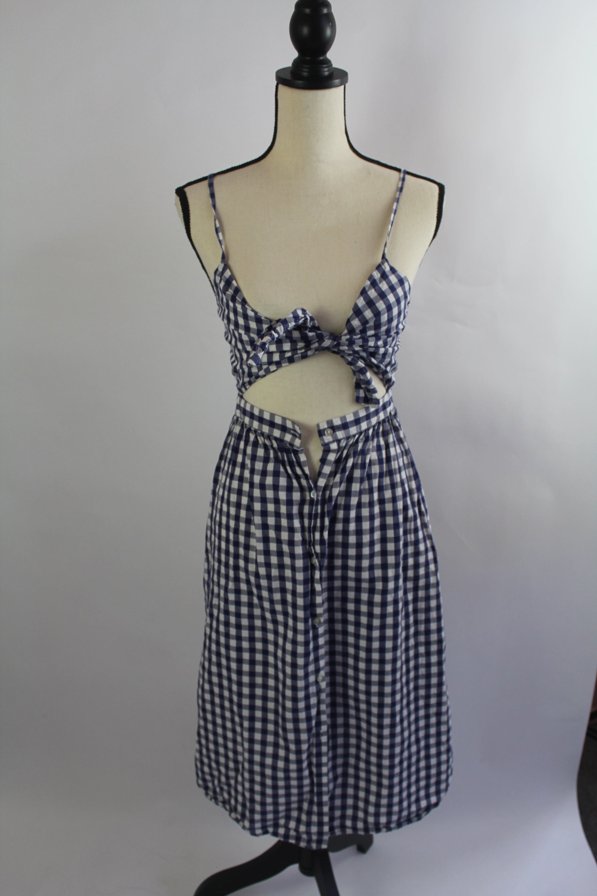 Zara Blue and White Plaid Mini Dress Size XS Threndzs Zara Blue and White Plaid Mini Dress Size XS Threndzs