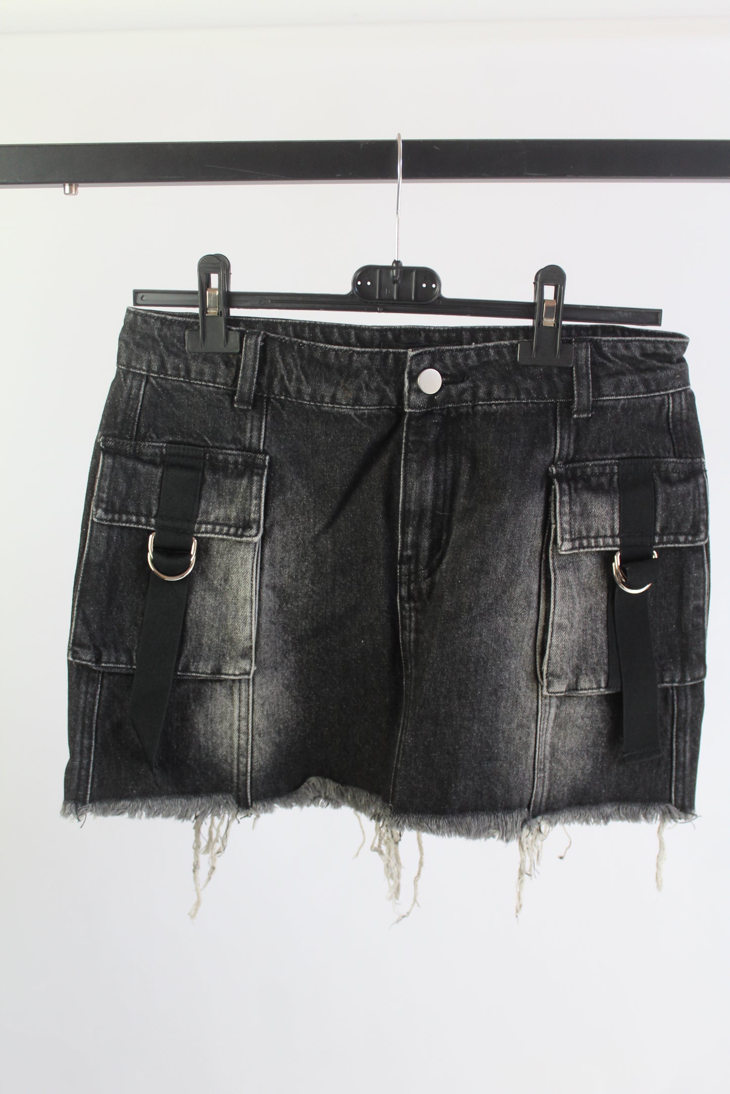 Current Mood Distressed Denim Black Mini Skirt Women's Size Medium