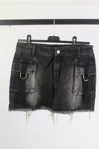 Current Mood Distressed Denim Black Mini Skirt Women's Size Medium
