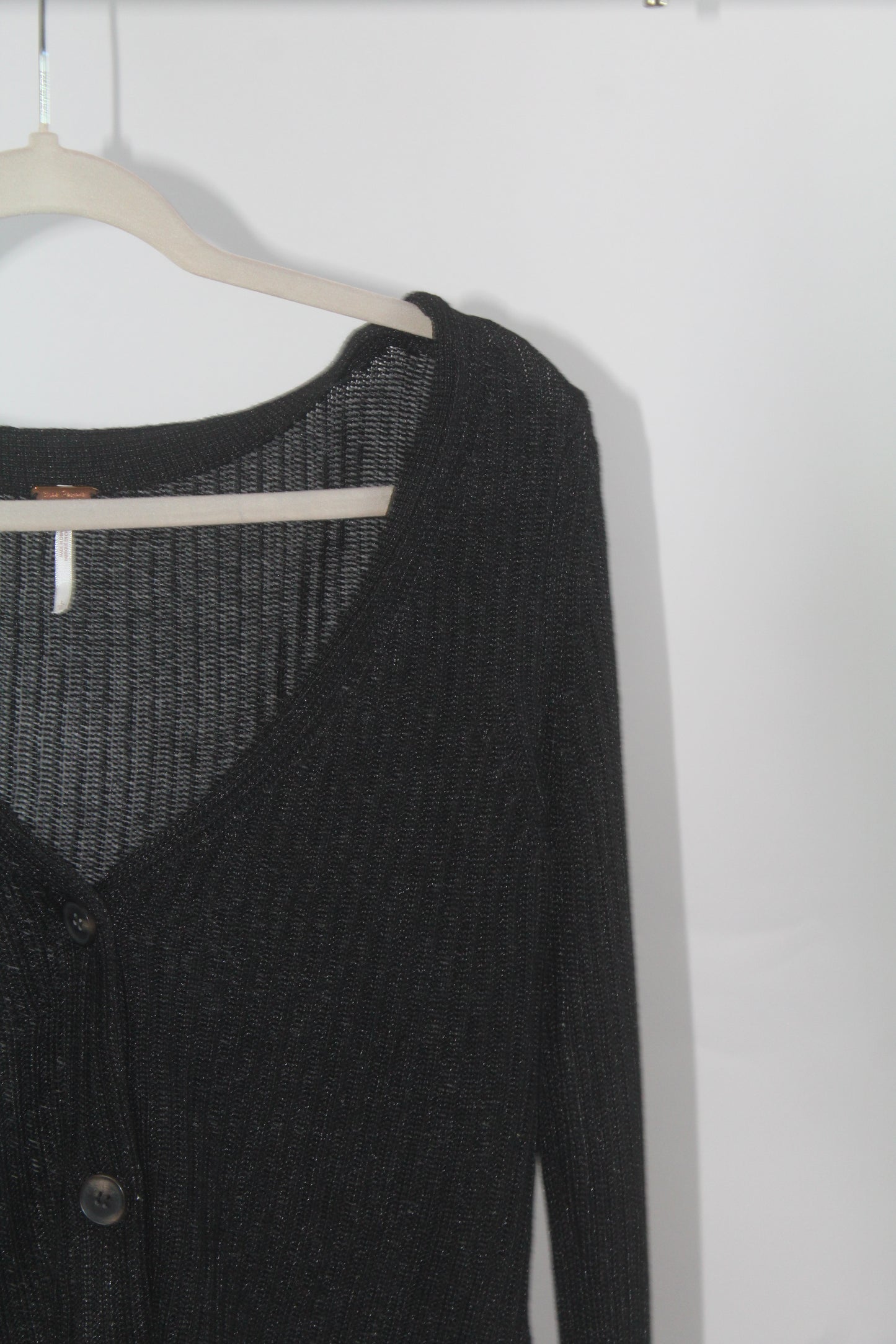 Free People Black Cropped Cardigan Size Large