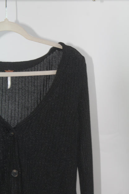 Free People Black Cropped Cardigan Size Large