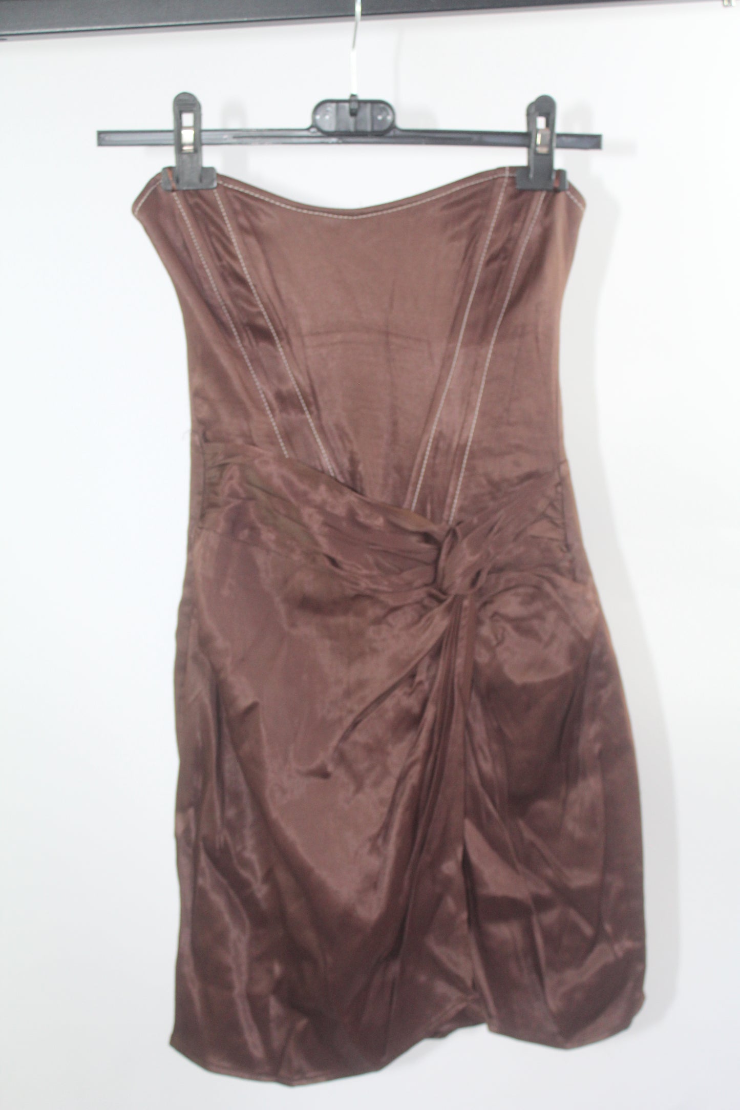 Zara Silk Brown Mini Dress New With Tags Size XS