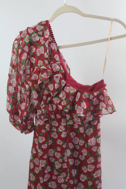 Women's Dark Pink Red/Pink Floral Dress Size 2