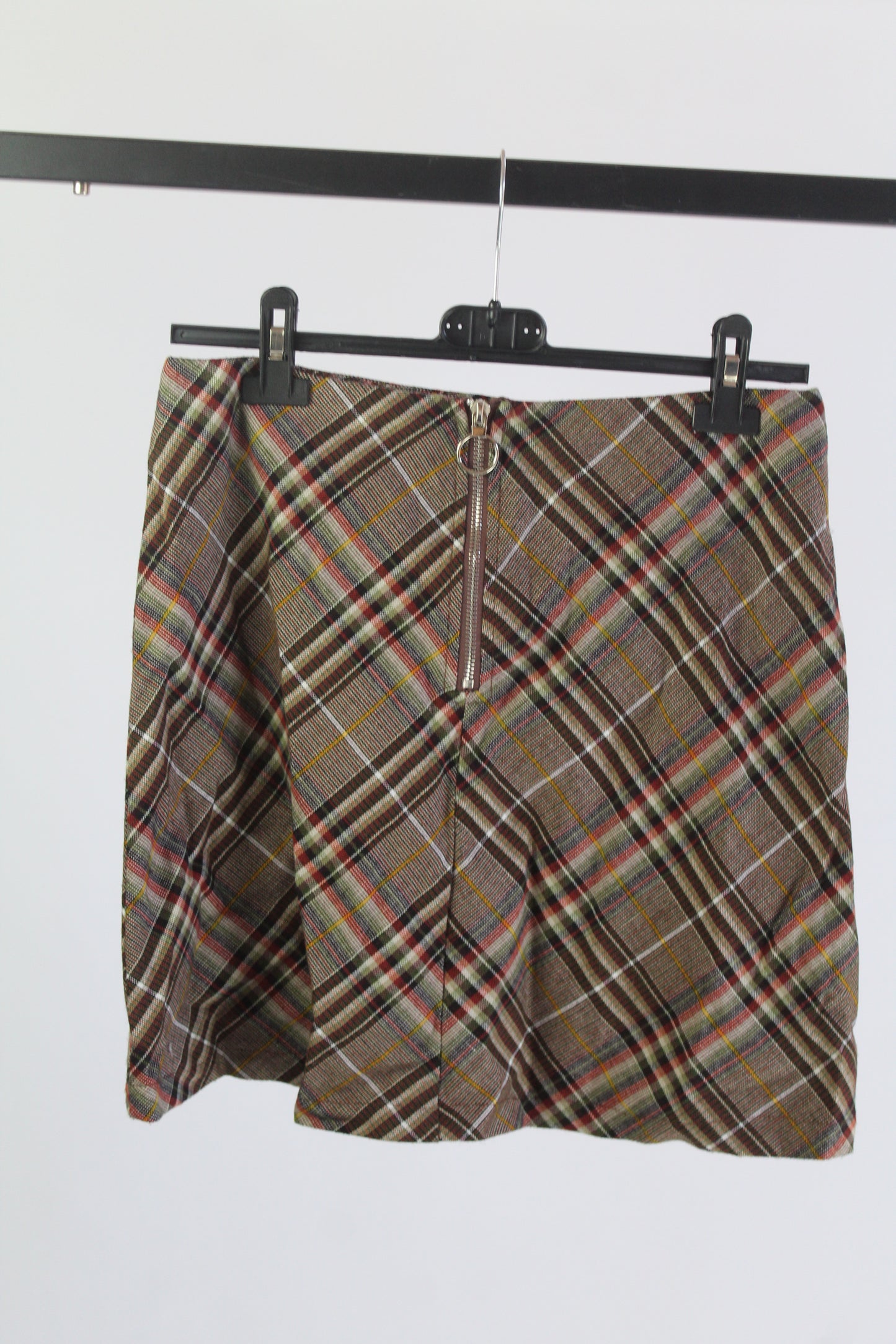 Princess Polly Plaid Brown Mini Skirt Women's Size 8