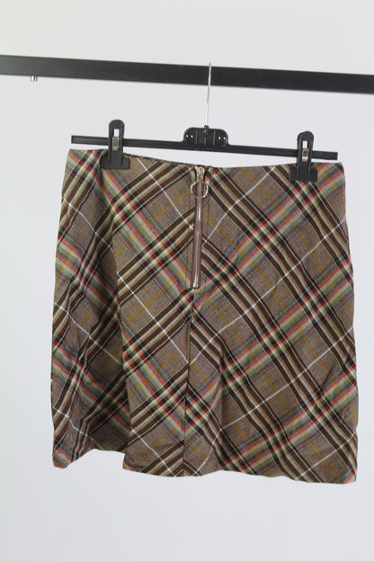 Princess Polly Plaid Brown Mini Skirt Women's Size 8