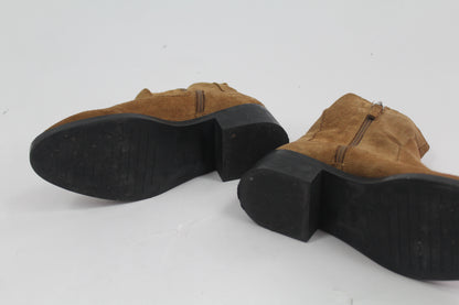 Women's Zara Trafaluc Brown Suede Booties Size UK 36