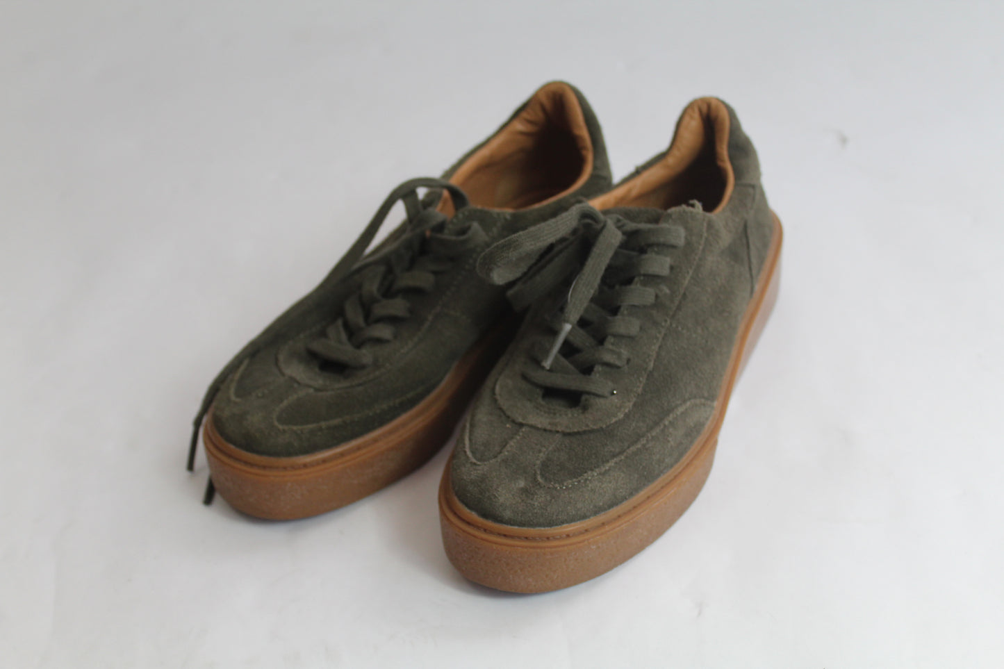 Women's Zara Dark Green Flat Top Sneakers Size 37