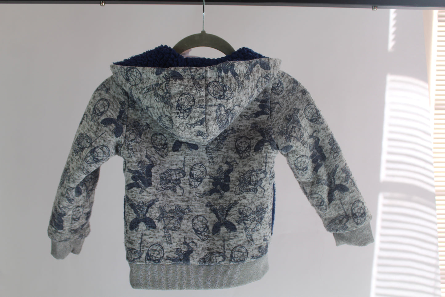 Boys Grey/Blue Marvel Spiderman Zip-Up Hoodie Size 5