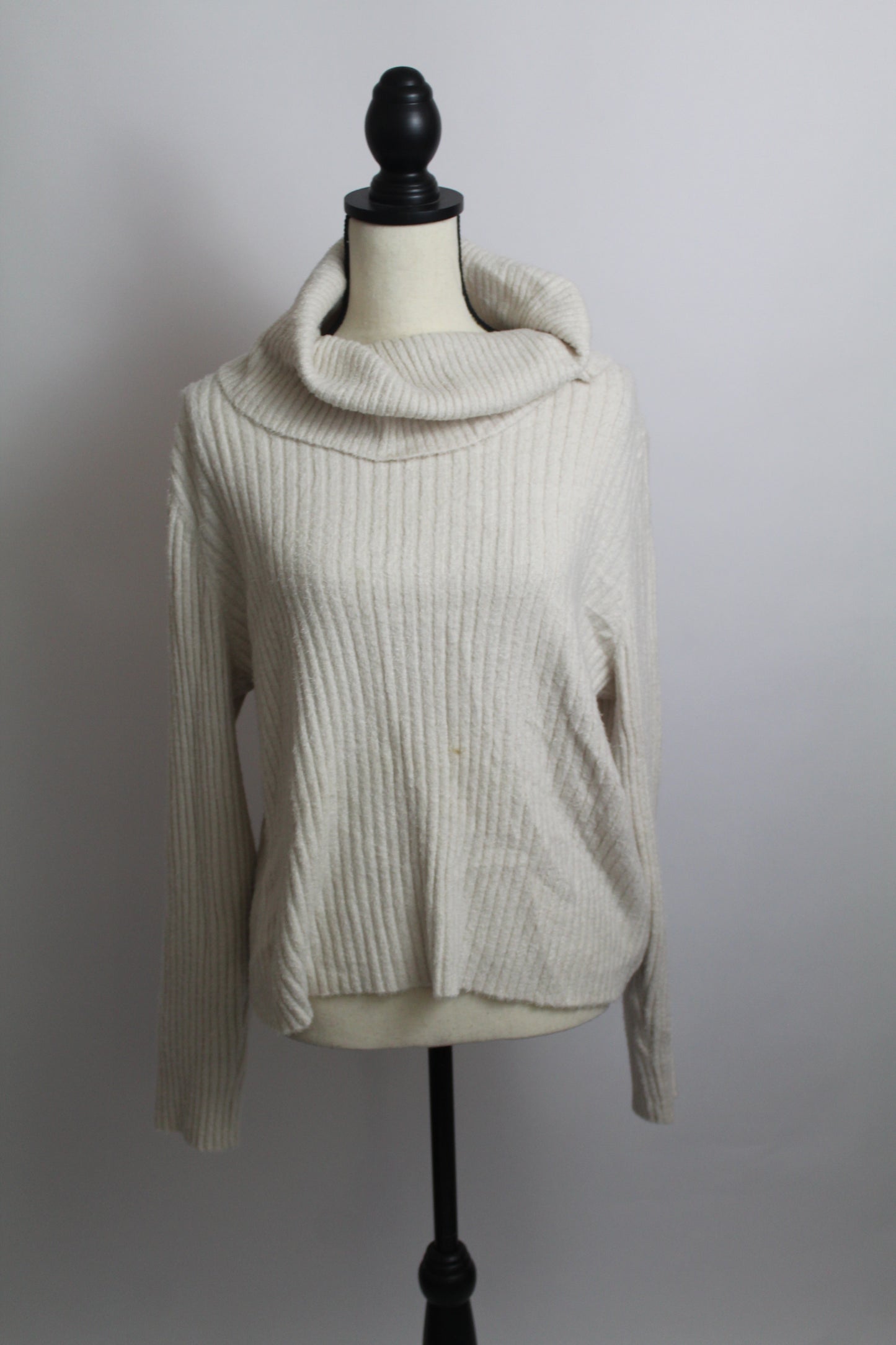 Women’s Rachel Zoe Cream Ribbed Knit Sweater – Size Large