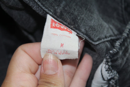Women's Vintage Levi's Dark Grey Distressed Denim Jacket Size Medium