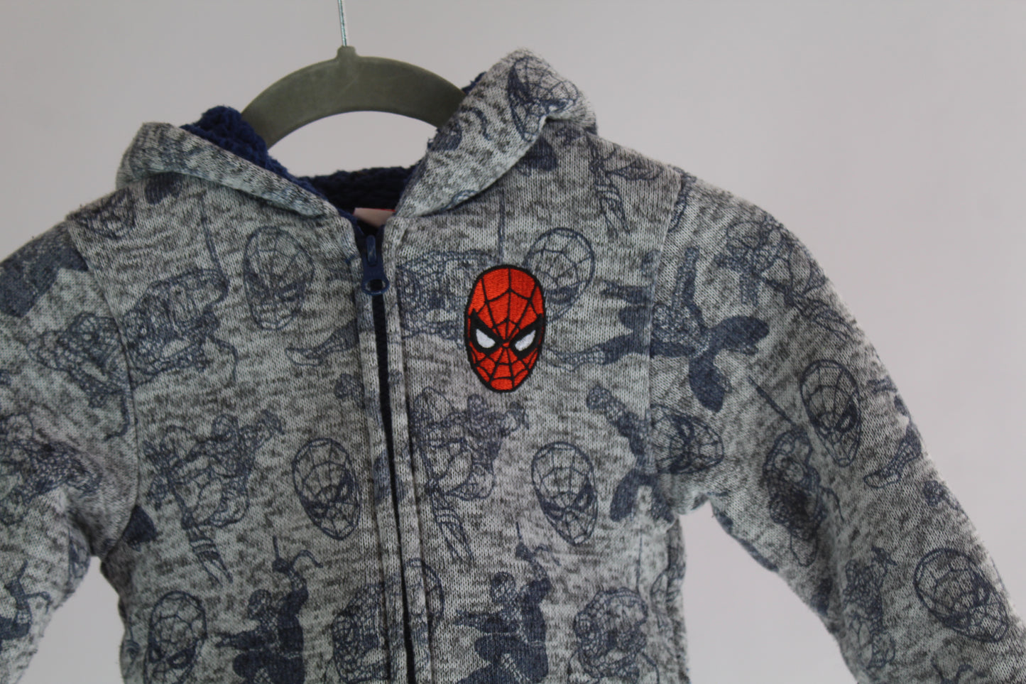 Boys Grey/Blue Marvel Spiderman Zip-Up Hoodie Size 5