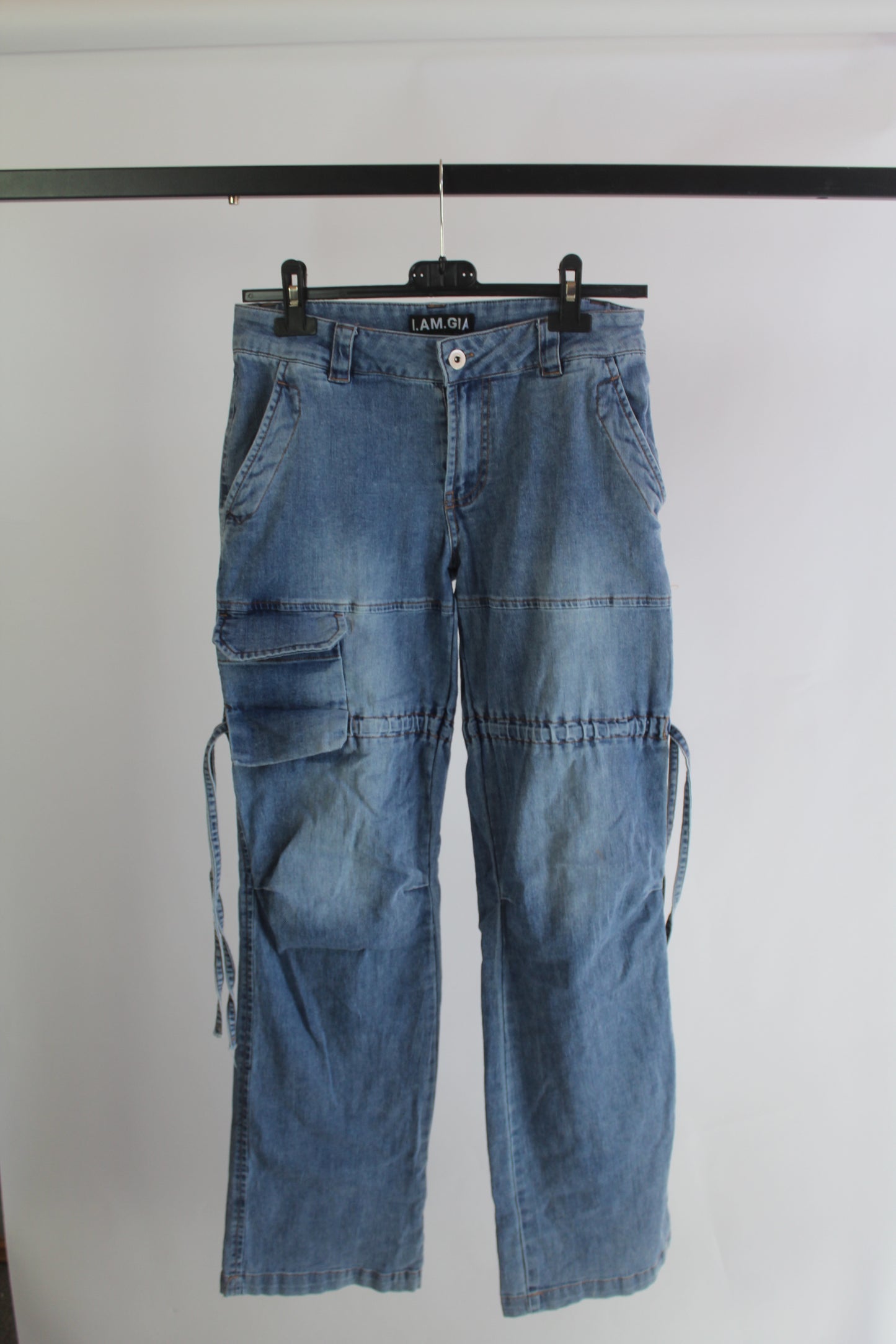 I AM GIA Women's Light Wash Cargo Pants Size Small