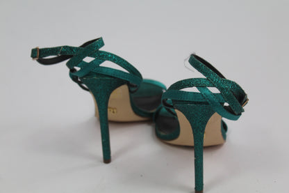 Women's Teal Strap Sparkly Heels Size UK 37 US 6.5/7