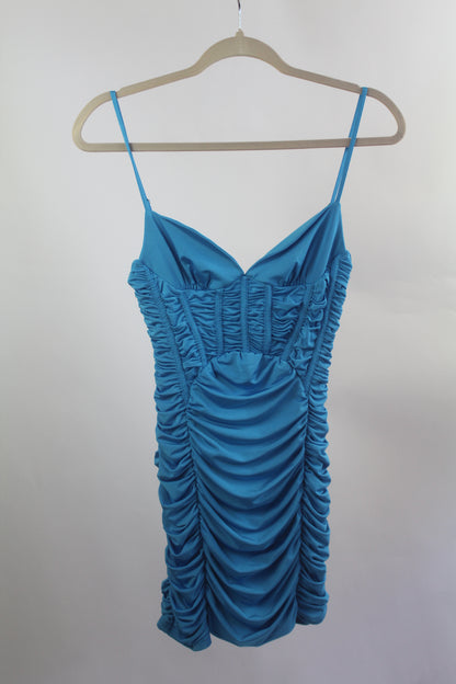 Zara Silk Blue Women's Mini Dress Size Small