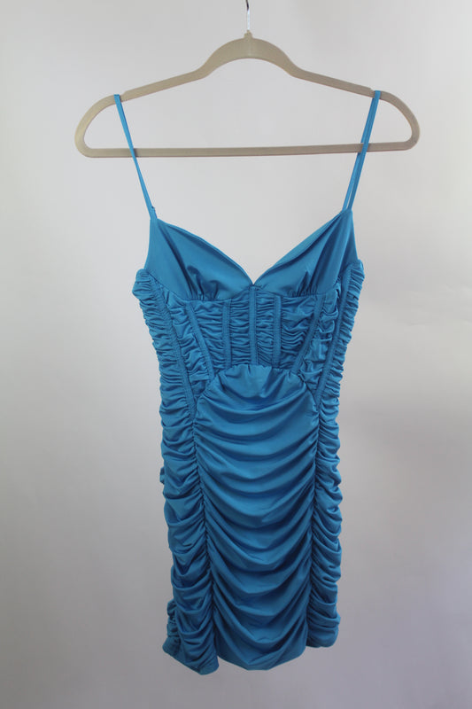 Zara Silk Blue Women's Mini Dress Size Small
