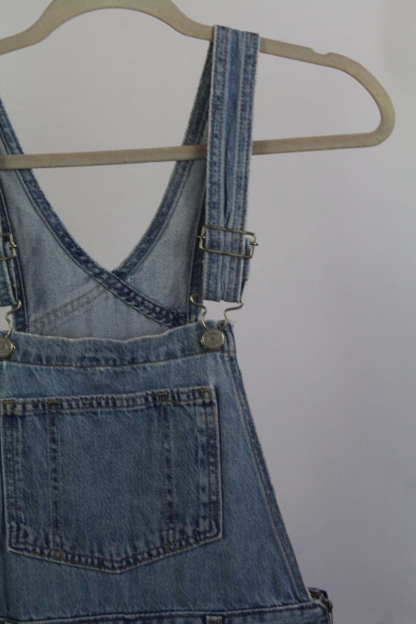 Women's Levi Denim Overalls Partially Distressed Size Medium