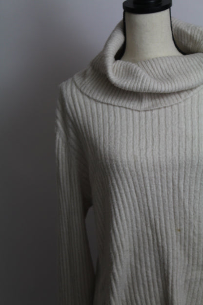 Women’s Rachel Zoe Cream Ribbed Knit Sweater – Size Large