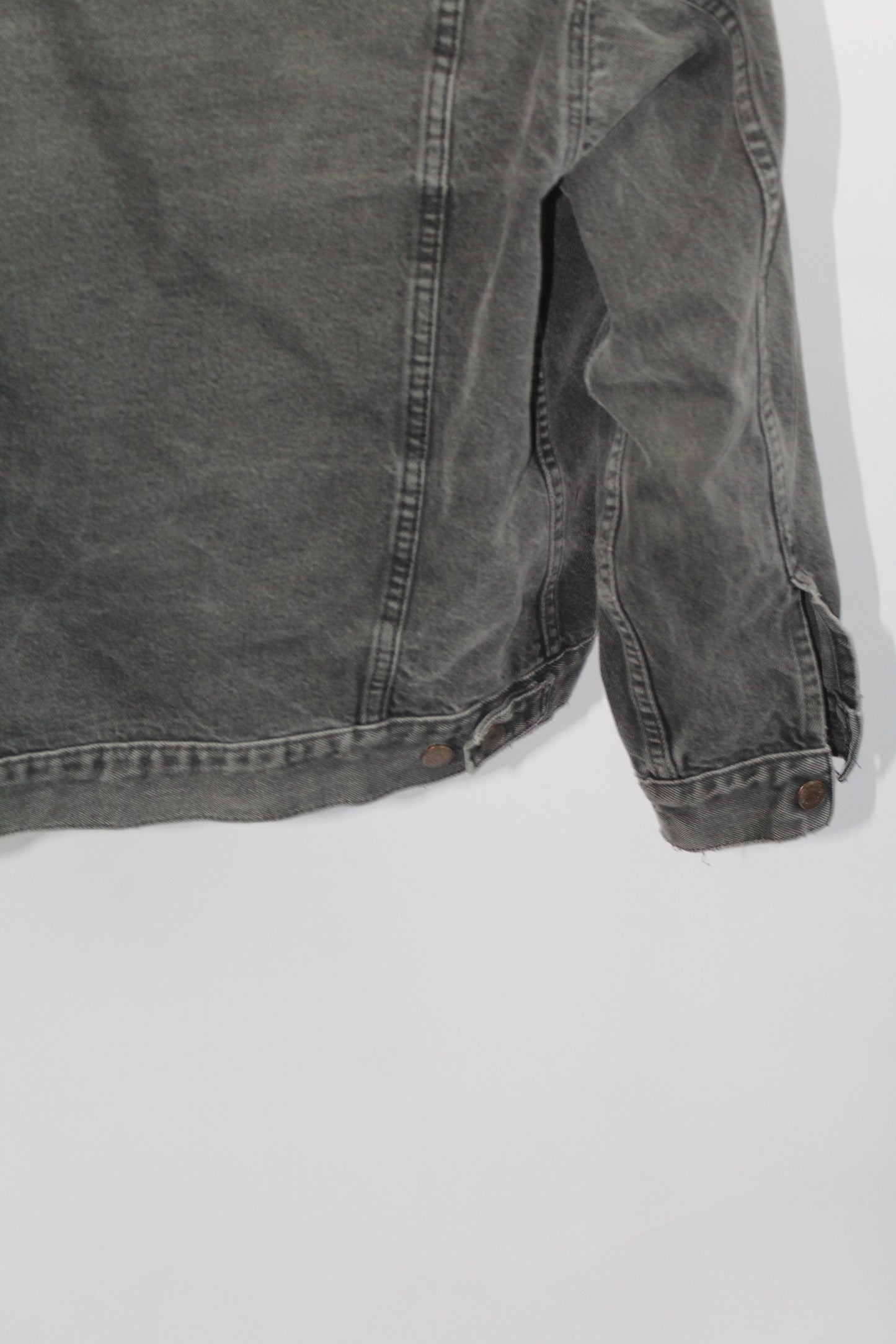 Women's Vintage Levi's Dark Grey Distressed Denim Jacket Size Medium