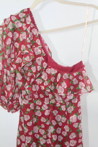 Women's Dark Pink Red/Pink Floral Dress Size 2