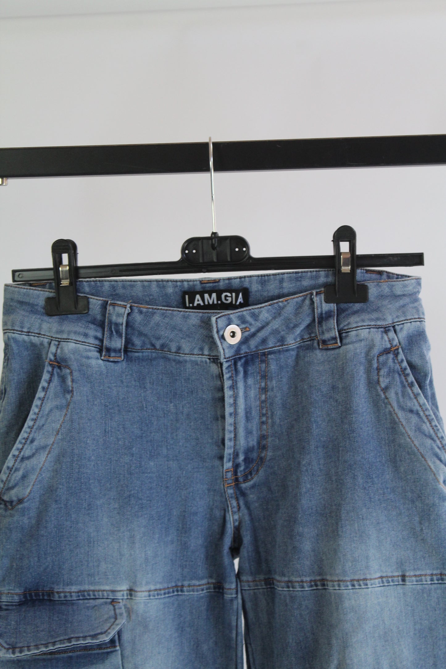 I AM GIA Women's Light Wash Cargo Pants Size Small