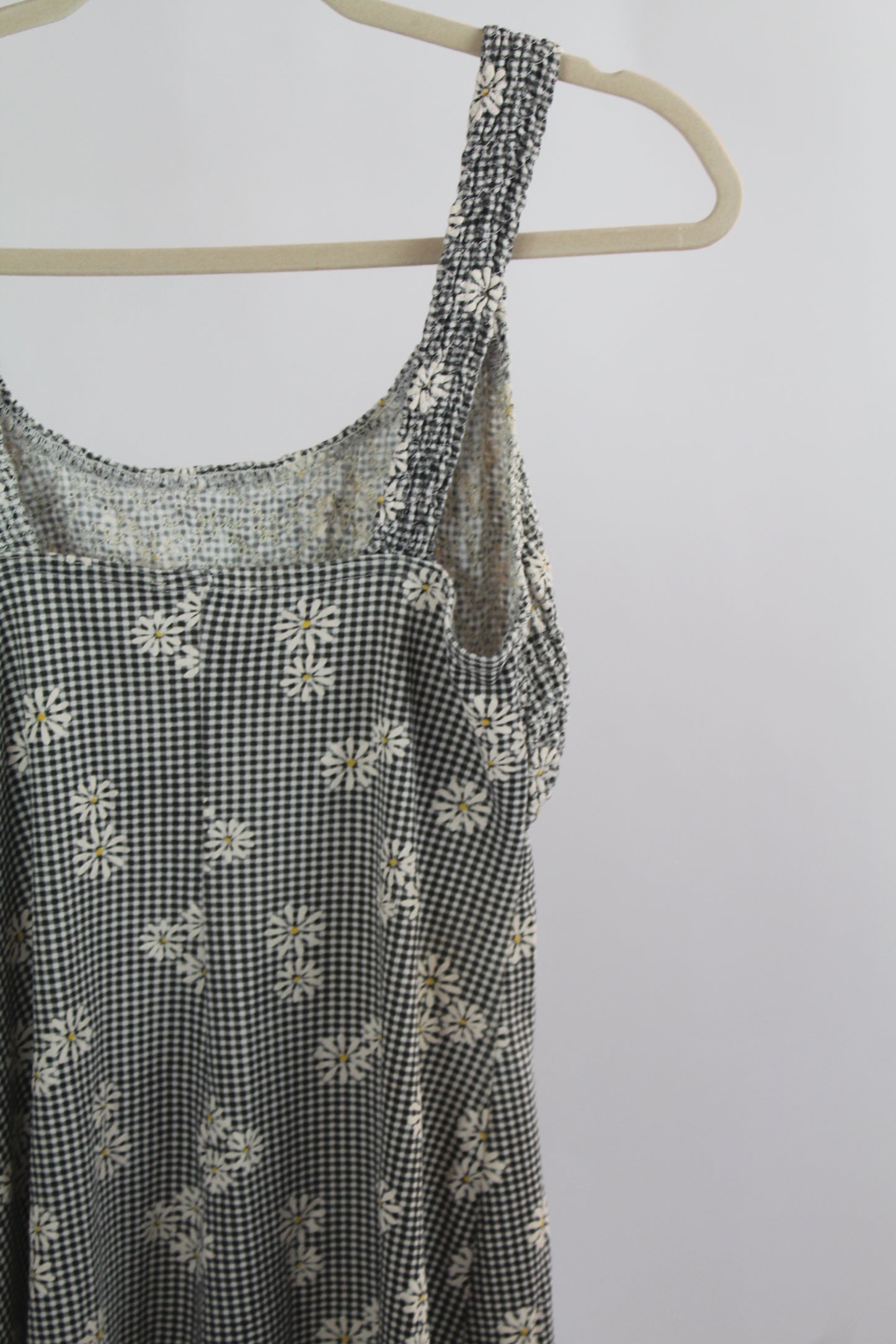 Women's Black/White Plaid Floral Mini Dress Size XS