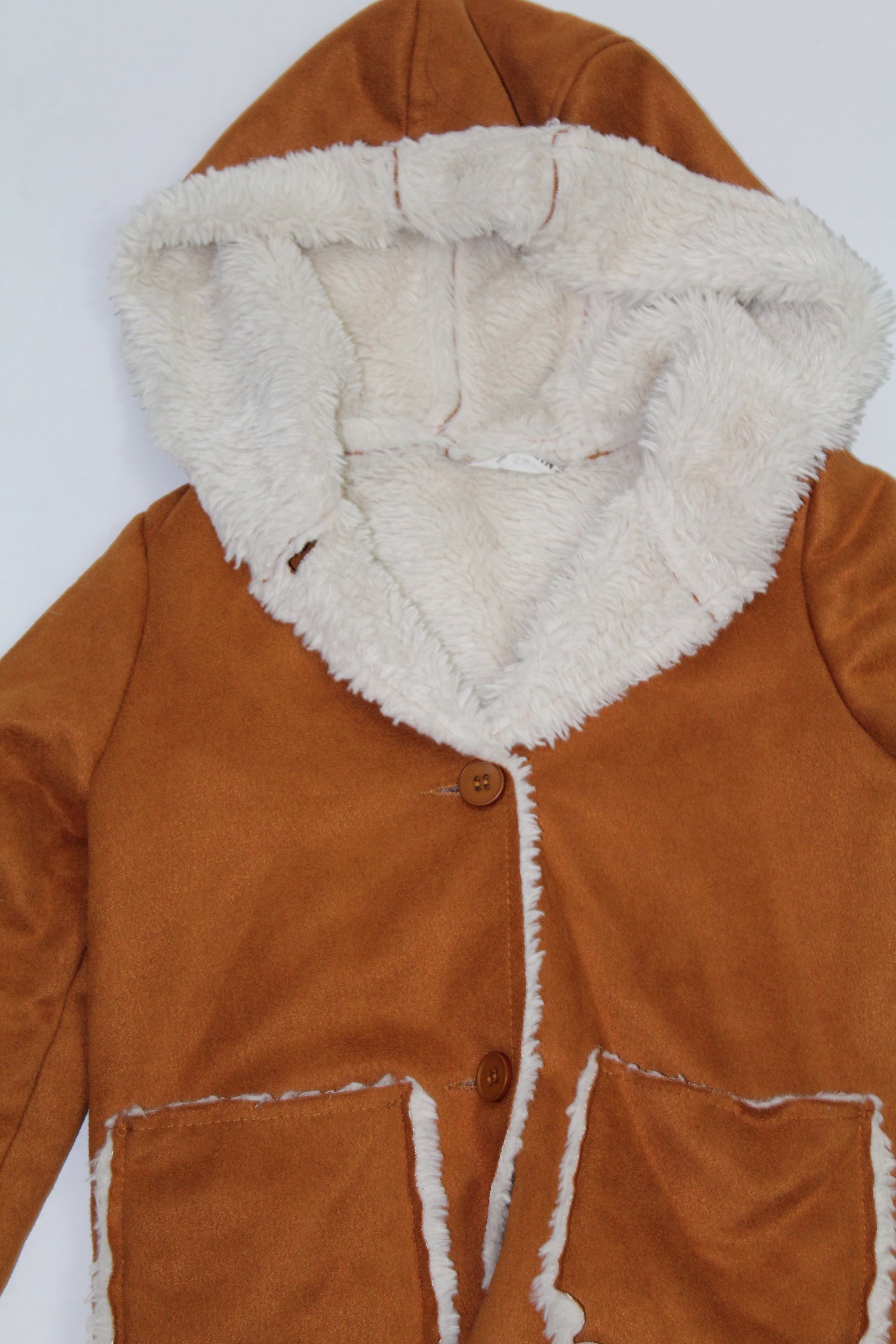 Girls SHEIN White Faux Fur Zip Jacket – Size 1X