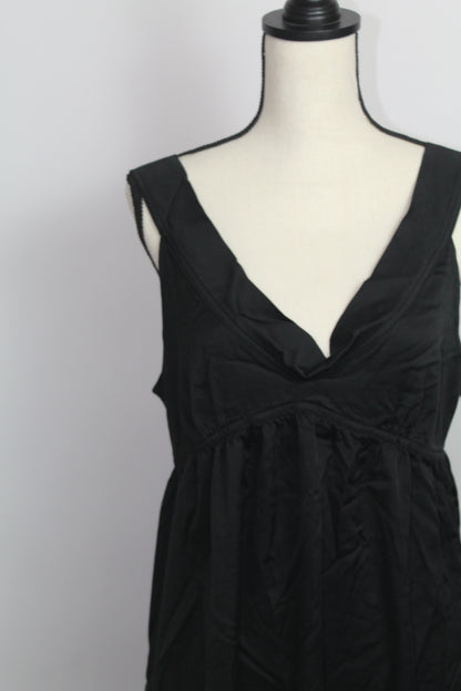 Women’s Black Sleeveless V-Neck Midi Dress – Size Medium